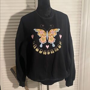 PACSUN Black Butterfly Graphic Sweatshirt